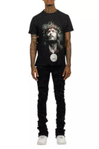 Amina Black T-Shirt Stacked Flare Jean Set