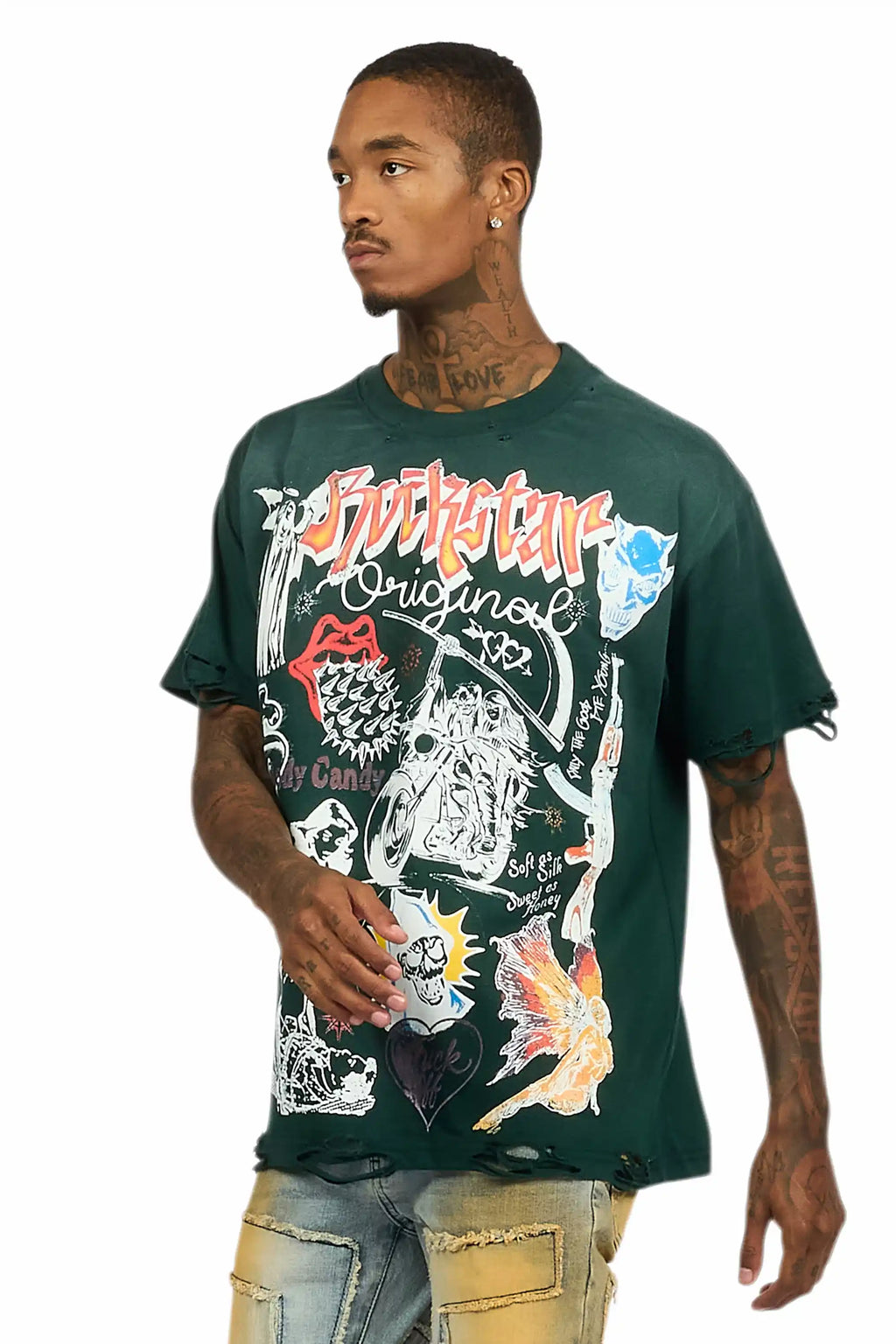 Shoota Dark Green/White Oversized Graphic T-Shirt