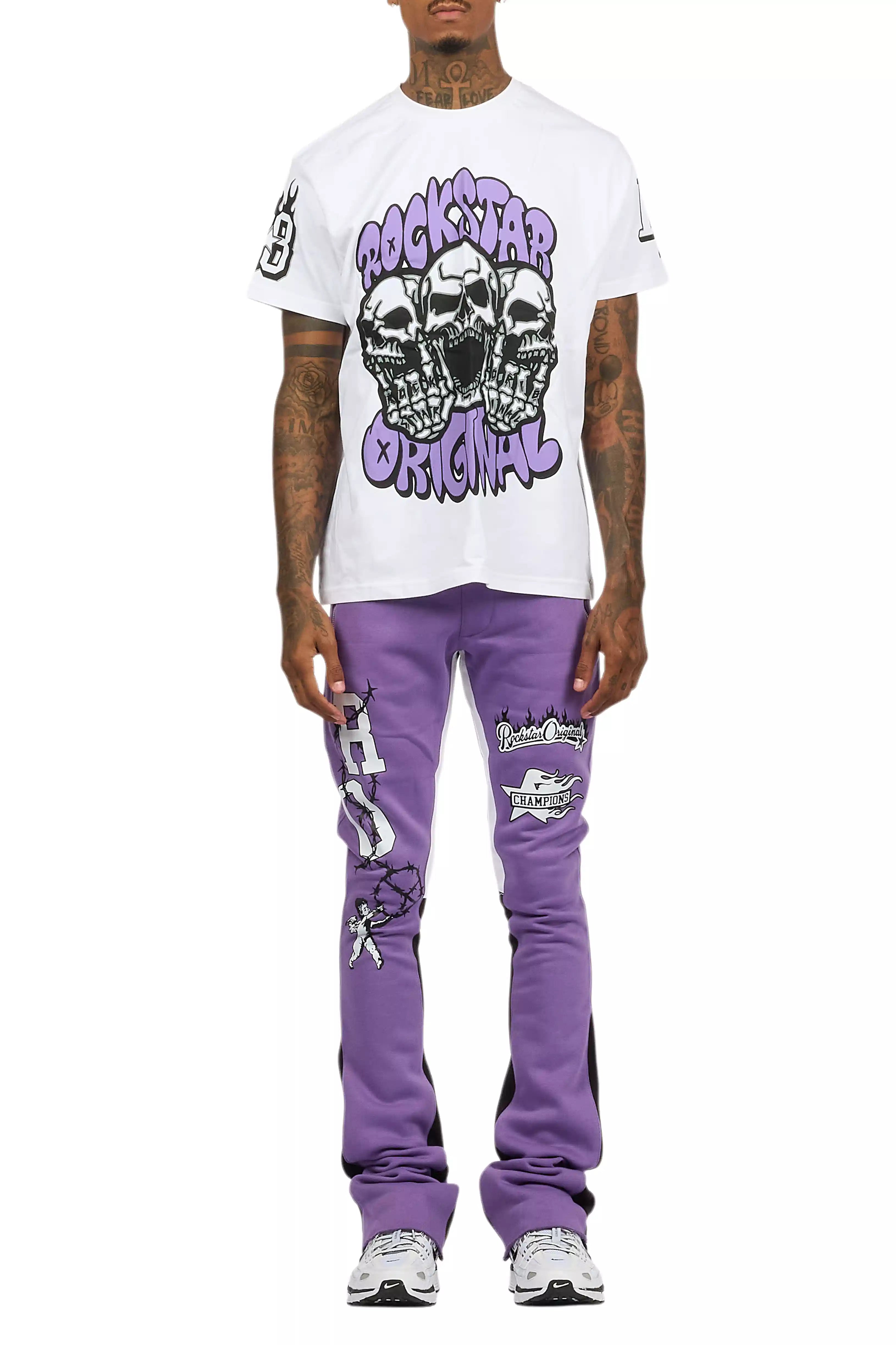 Rune Purple/White T-Shirt/Stacked Flare Track Set