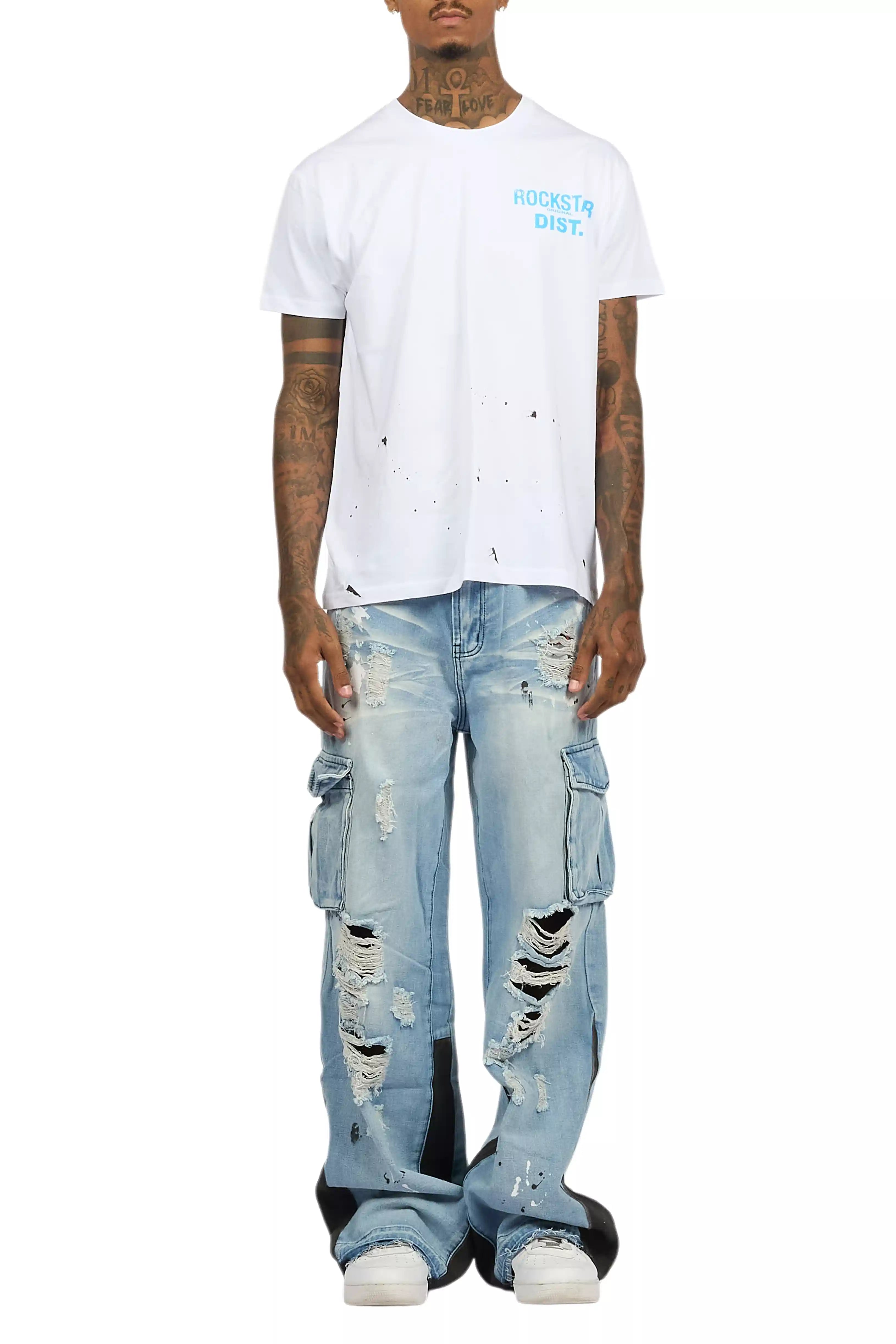 Lake White/Blue T-Shirt/Baggy Fit Jean Set
