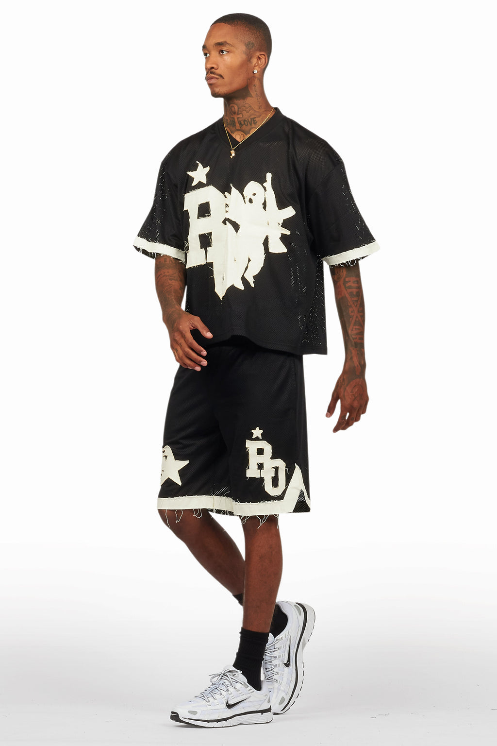 Pluton Black Mesh T-Shirt/Short Set