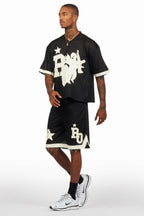 Pluton Black Mesh T-Shirt/Short Set