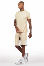 Sana Beige Relaxed T-Shirt/Short Set