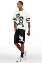 Alik White/Black Crop Boxy Tee Short Set