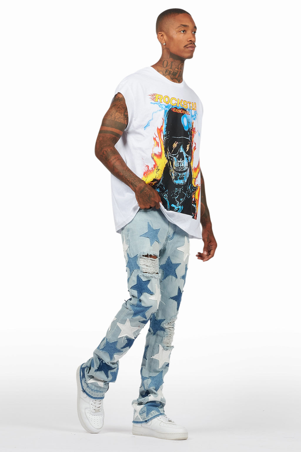 StarLane Light Blue Stacked Flare Jean