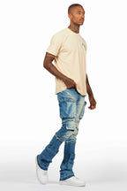 Shift Dirty Blue Stacked Flare Jean