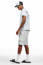 Raffer Heather Grey/Black T-Shirt Cargo Shorts Set