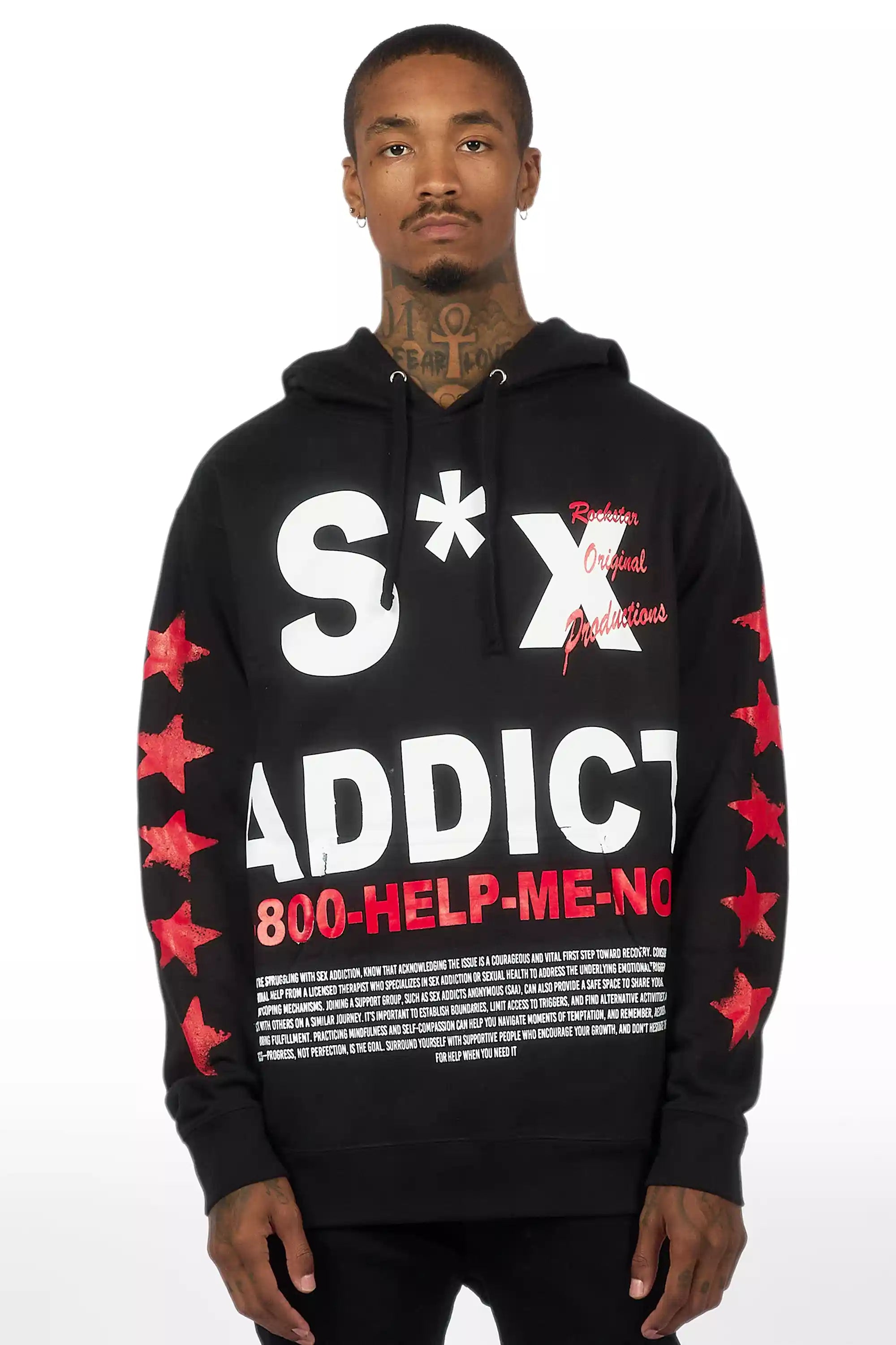Addict Black/Red Graphic Hoodie
