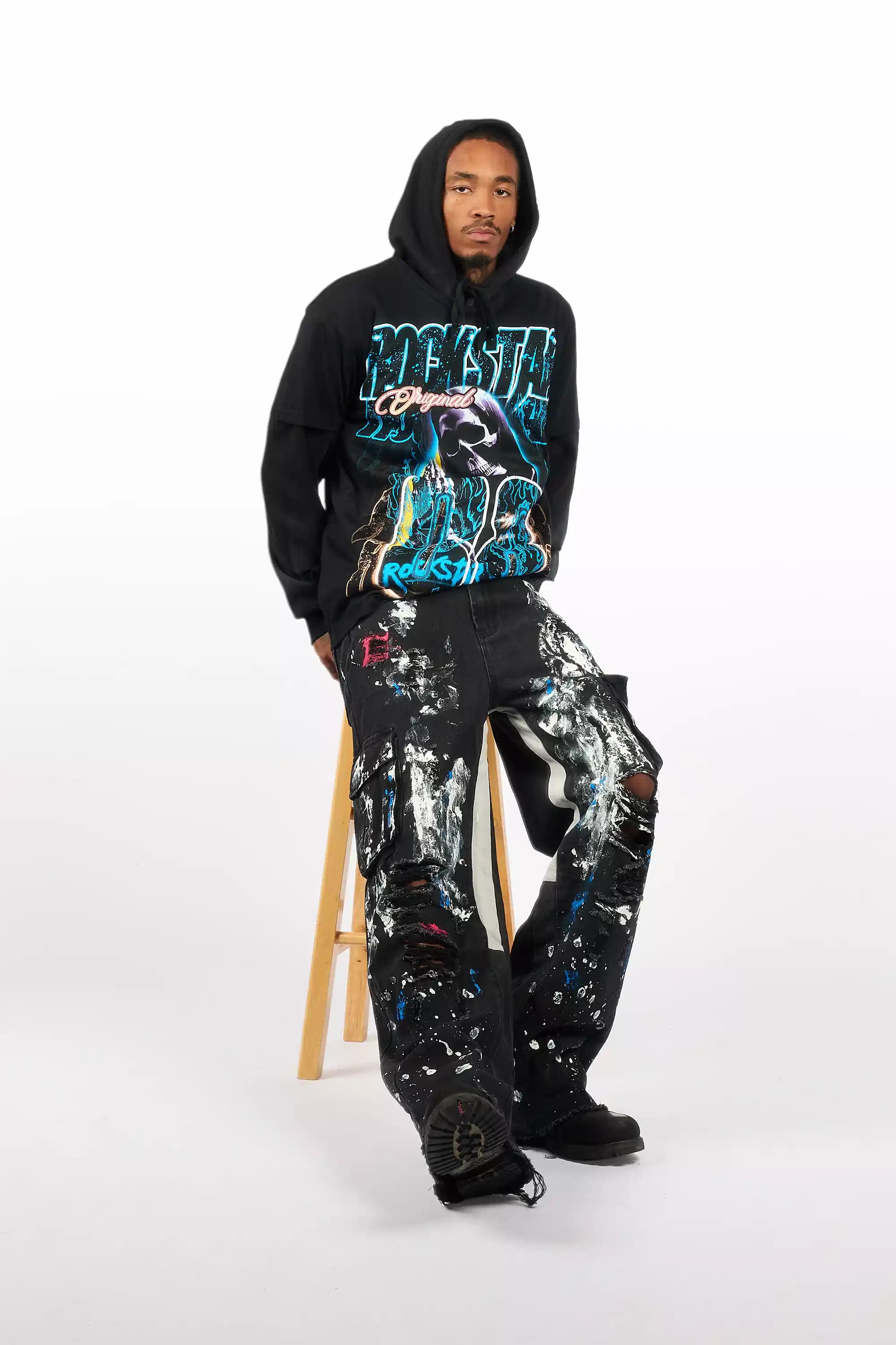 Dallin Black Painter Baggy Cargo Jean