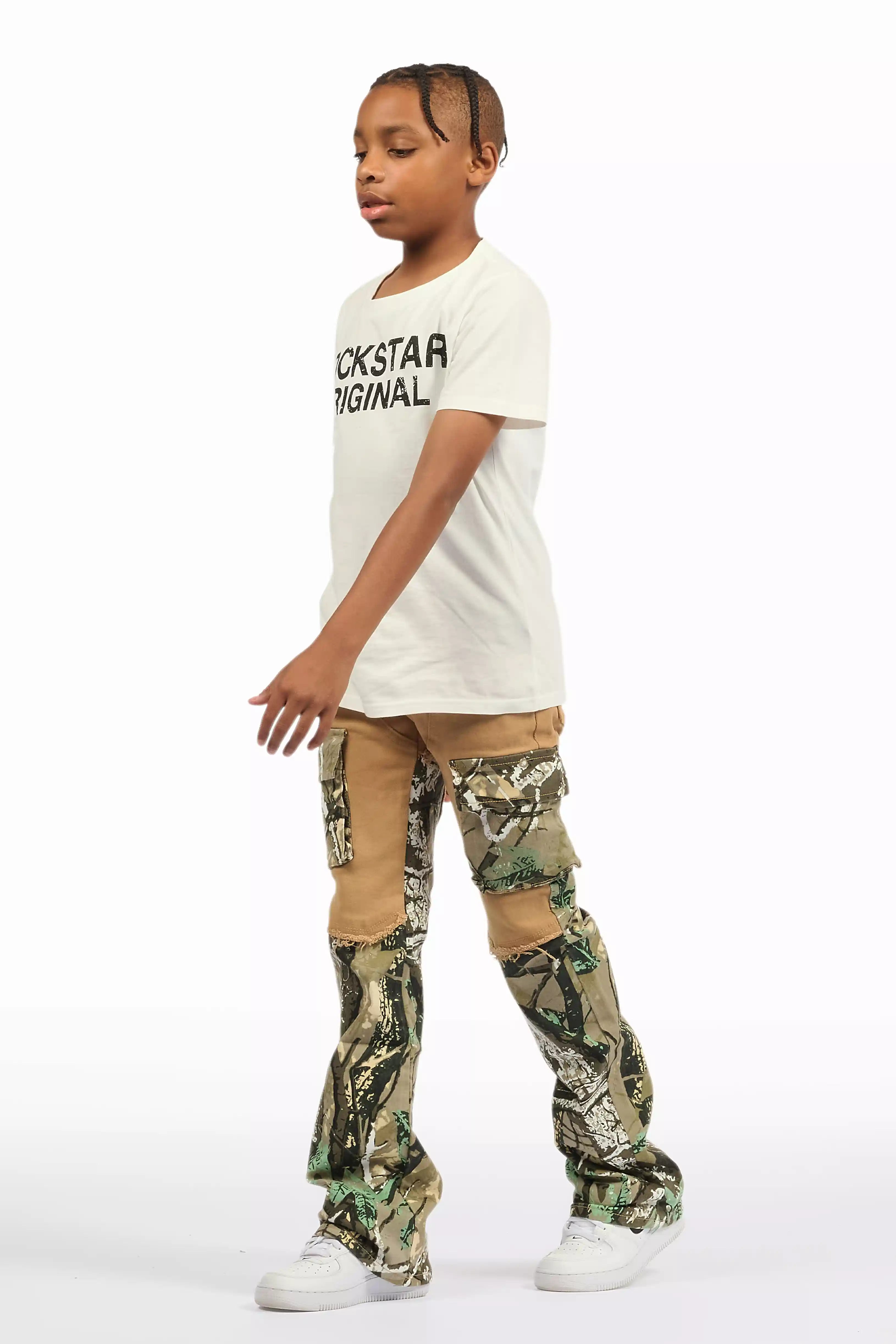 Boys Denka Beige Stacked Fit Jean
