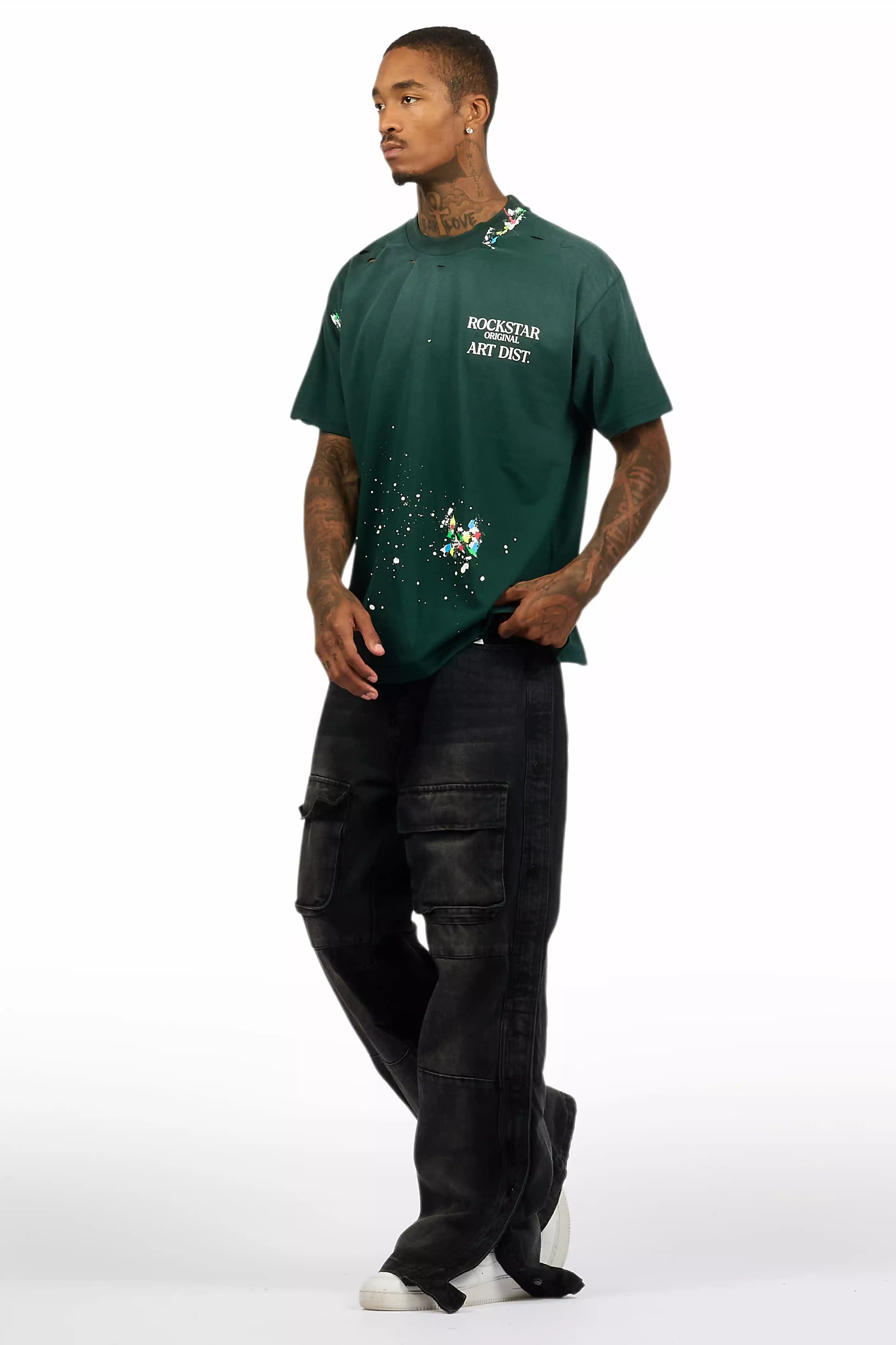 Yuri Dark Grey Stacked Cargo Flare Jean