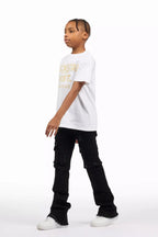 Boys Adalee Black Stacked Flare Jean