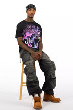 Lucen Black/Purple Oversized Graphic T-Shirt