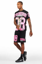 Fields Black/Pink T-Shirt Short Set
