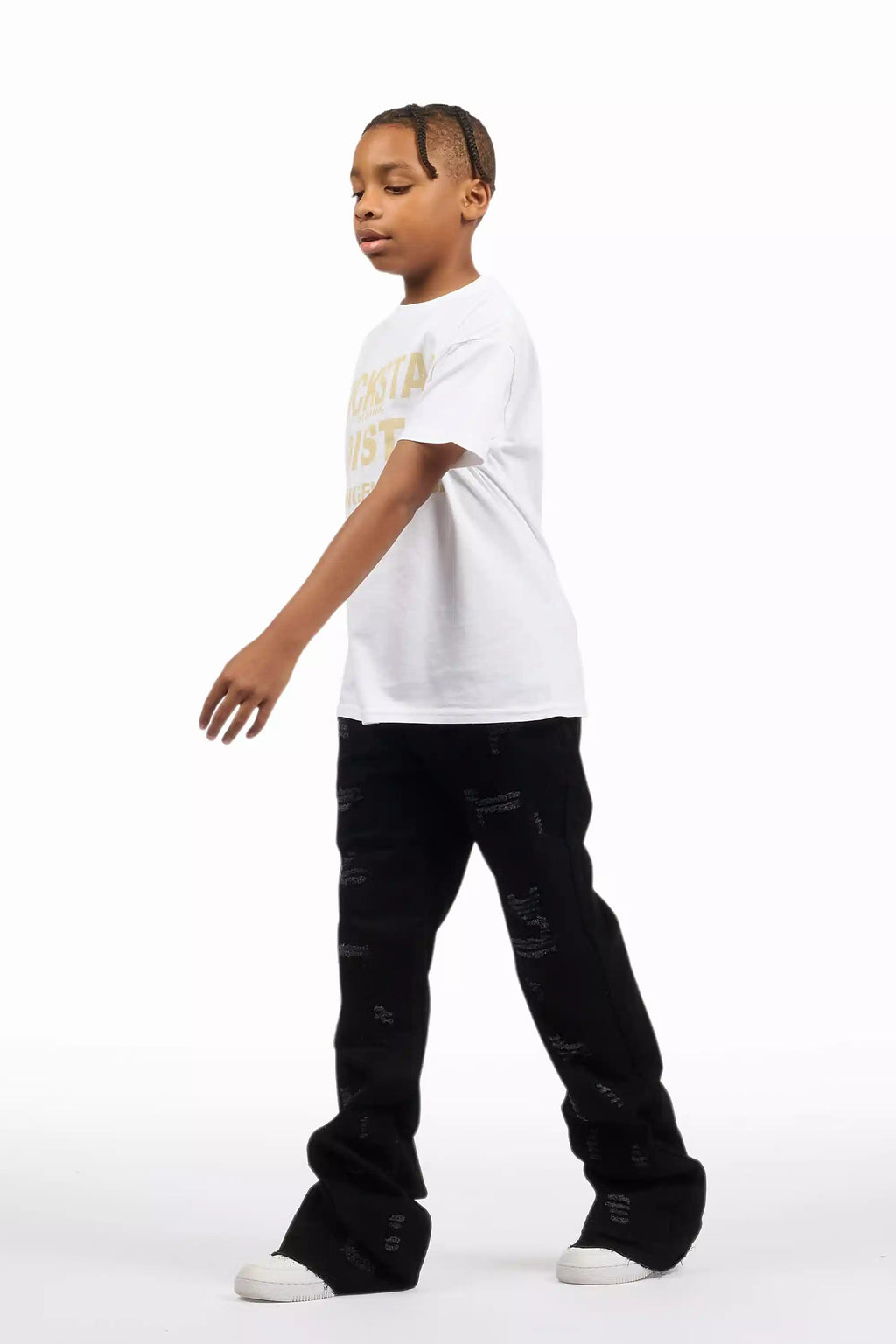 Boys Holibert Jet Black Stacked Flare Jean