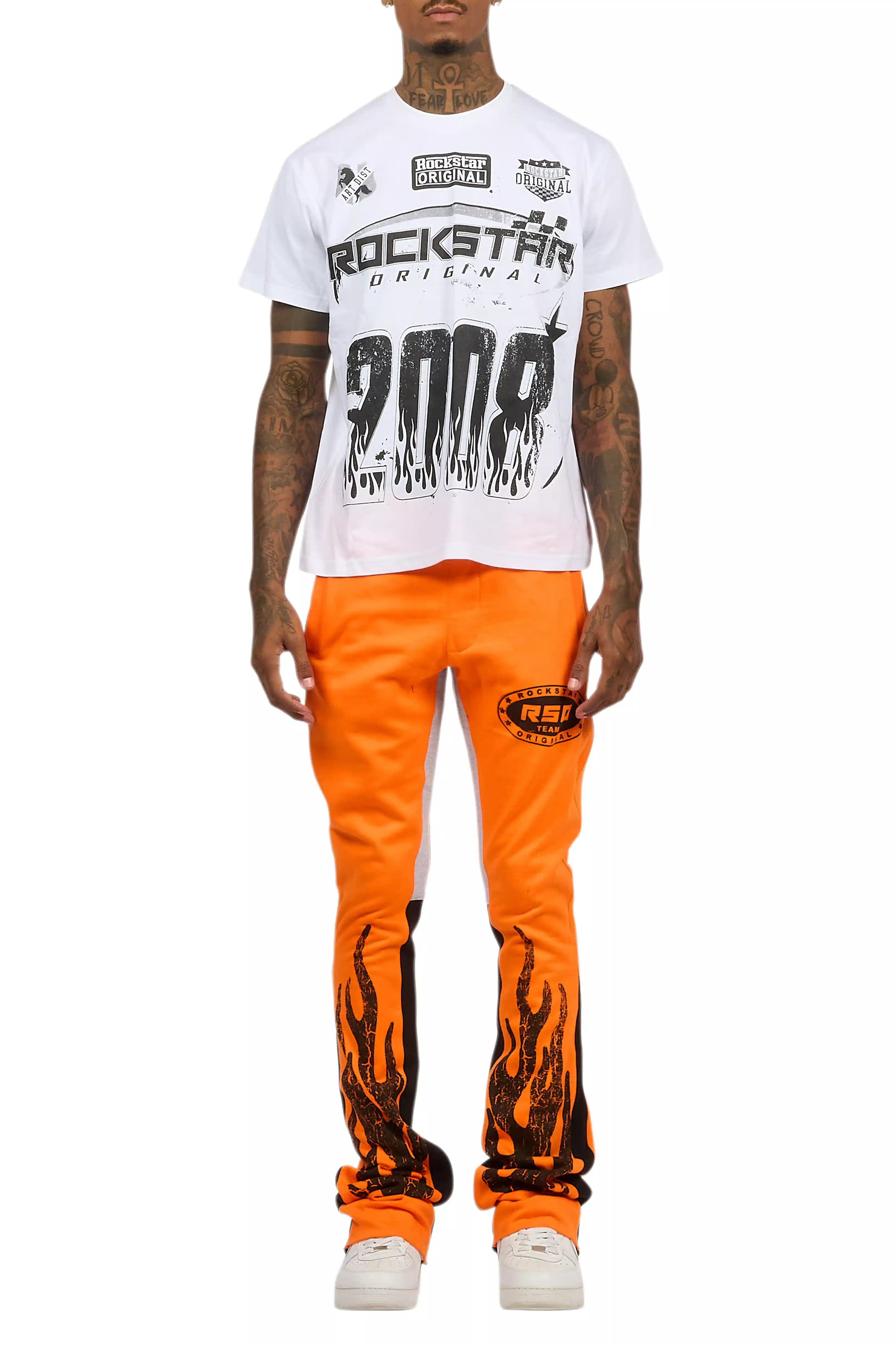 Amos Orange T-Shirt/Stacked Flare Track Set