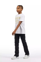Boys Natari Black Flare Frayed Jean