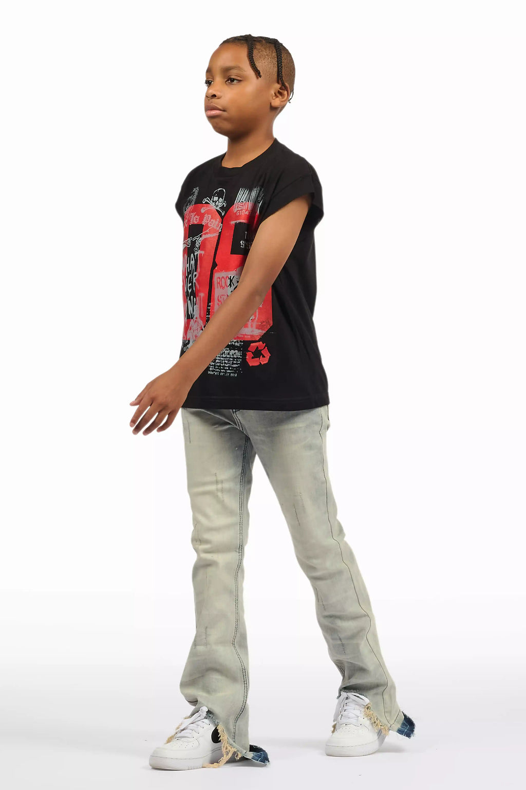 Boys Lakyn Light Wash Slim Stacked Flare Jean