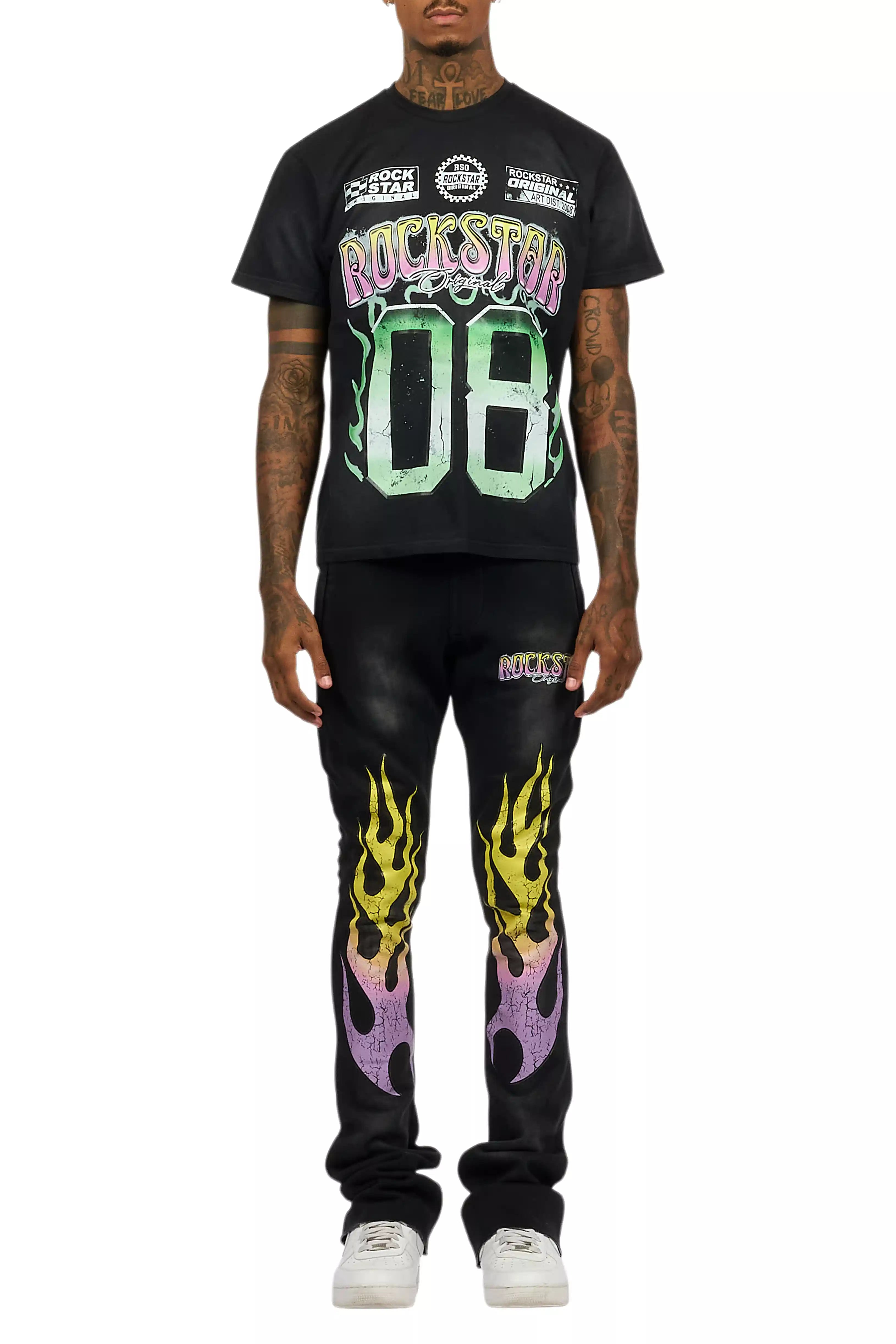 Quito Black T-Shirt/Stacked Flare Track Set