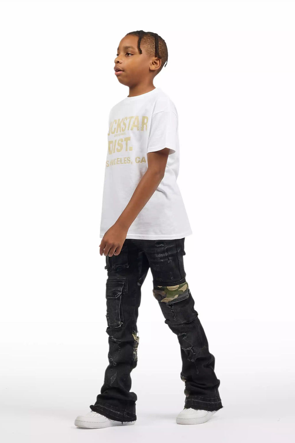 Boys Zeta Black Stacked Flare Jean