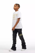 Boys Zeta Black Stacked Flare Jean