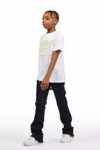 Boys Adalee Black Slim Stacked Flare Cargo Jean