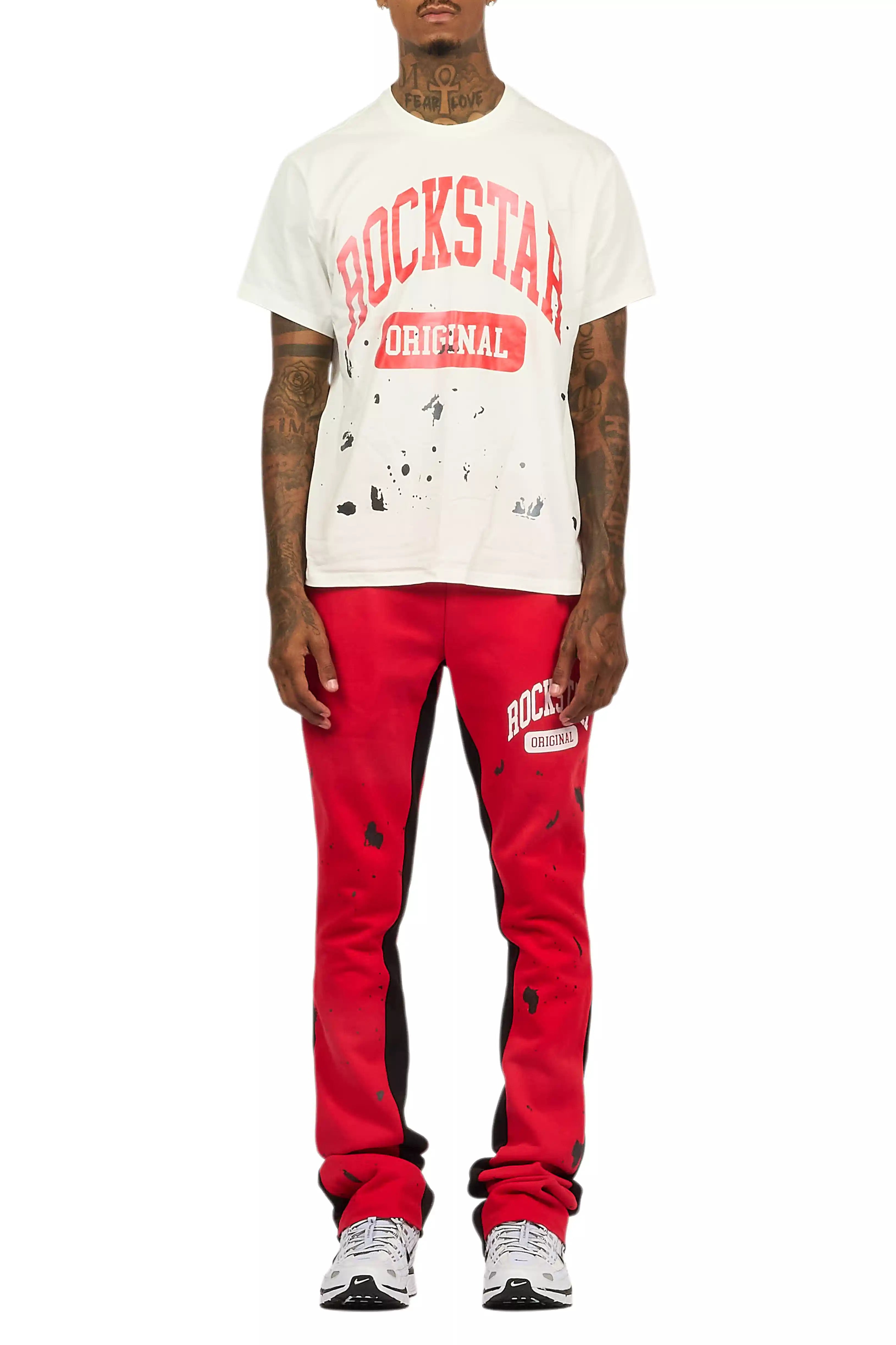 Rainer Red T-Shirt/Stacked Flare Track Set