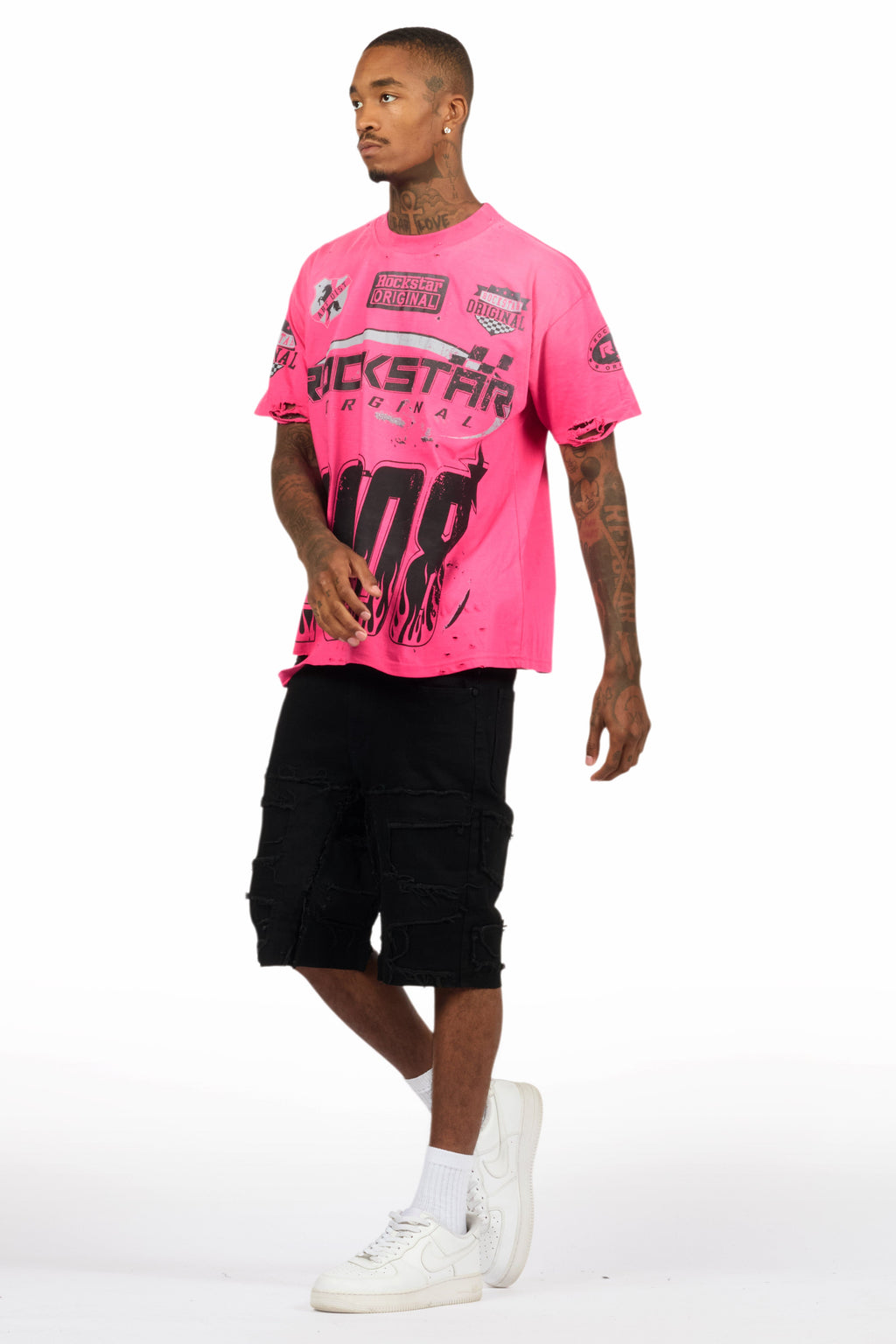 Amos Fuchsia/Black Graphic T-Shirt
