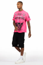 Amos Fuchsia/Black Graphic T-Shirt
