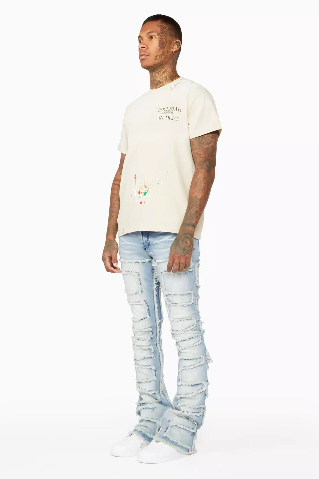 Shake Light Blue Stacked Flare Jean