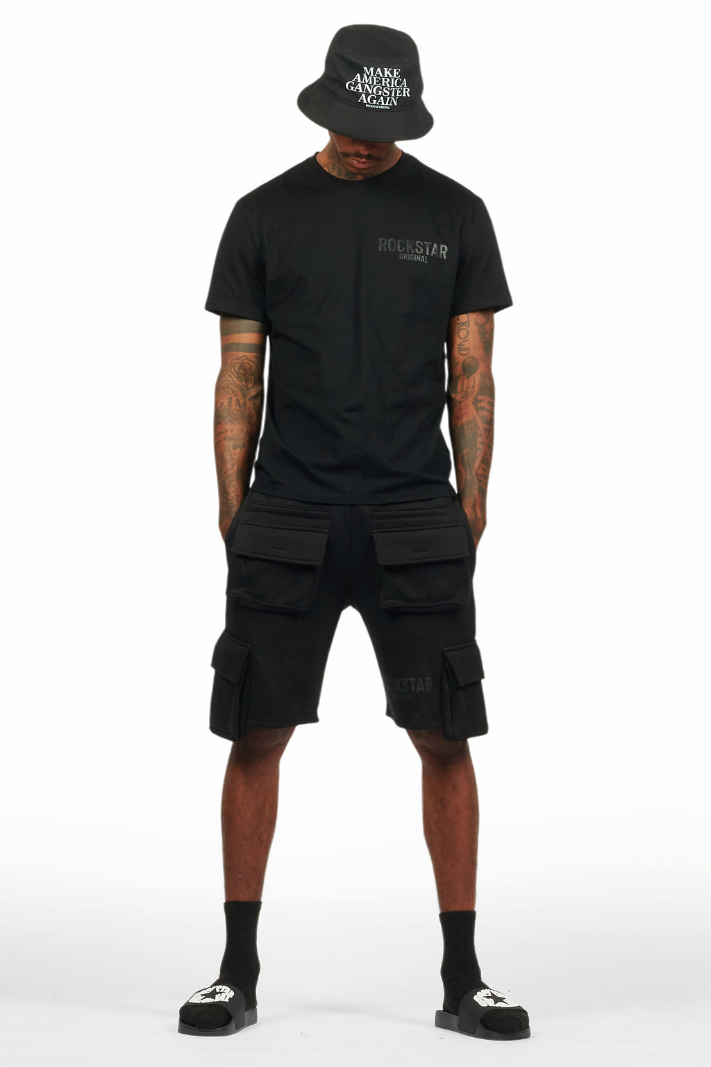 Sana Black/Black T-Shirt Cargo Shorts Set