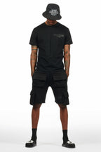 Sana Black/Black T-Shirt Cargo Shorts Set
