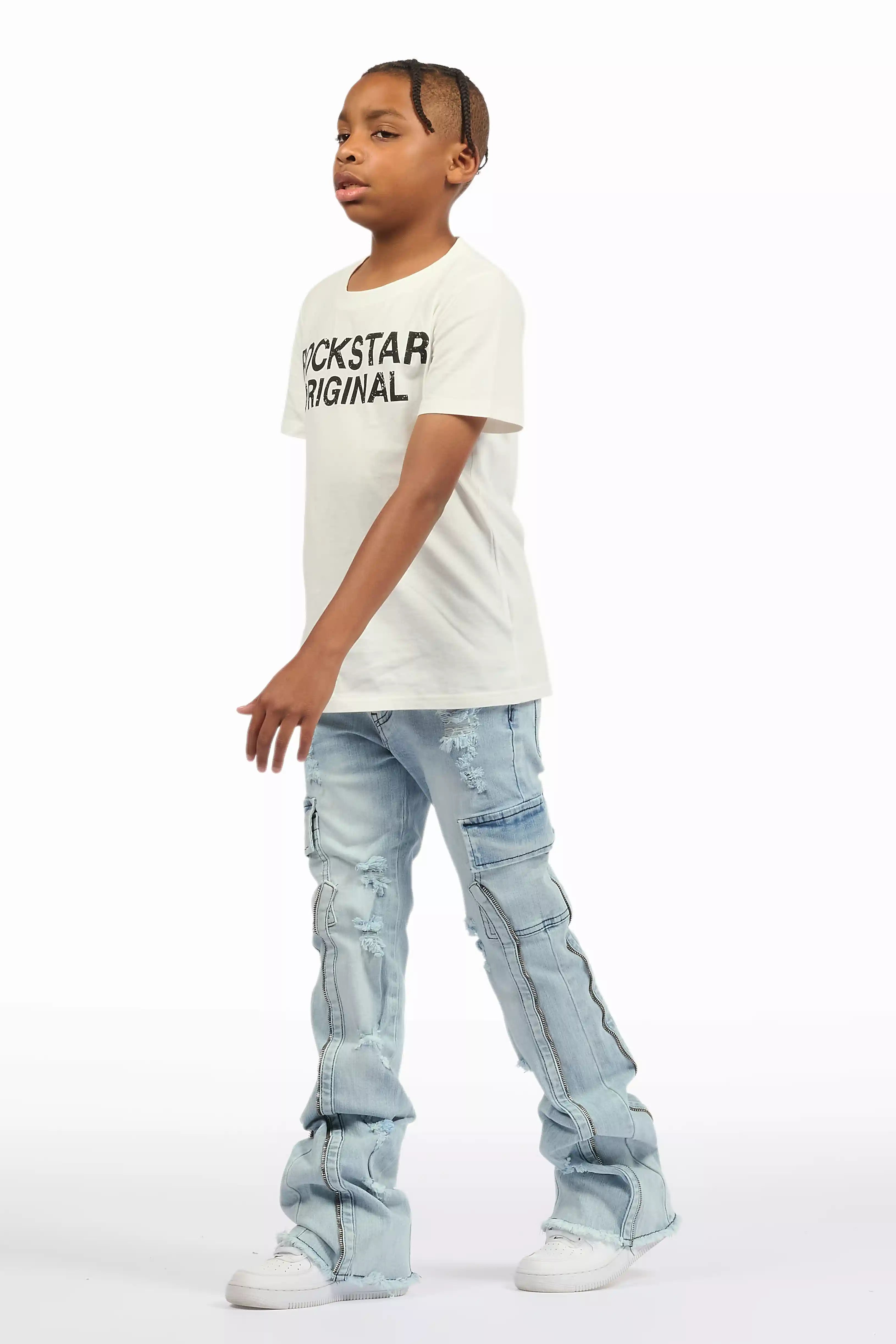Boys Hutch Blue Stacked Flare Jean
