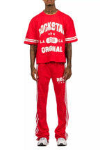 Tylla Red Rhinestone T-Shirt/Baggy Stacked Track Set