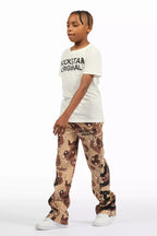 Boys Deniska White/Camo T-Shirt Baggy Stacked Flare Set