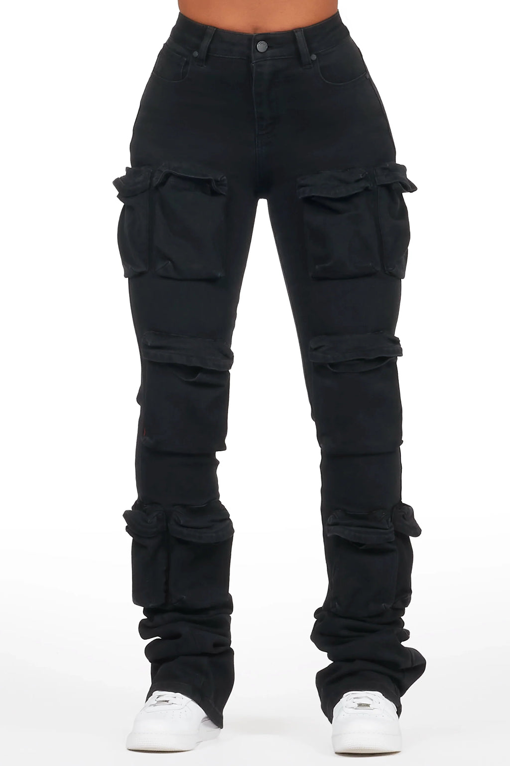 Alliyah Black Cargo Super Stacked Jean