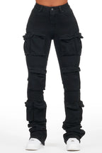 Alliyah Black Cargo Super Stacked Jean