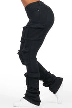 Alliyah Black Cargo Super Stacked Jean
