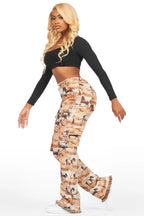 Denea Beige Cargo Tapestry Pant