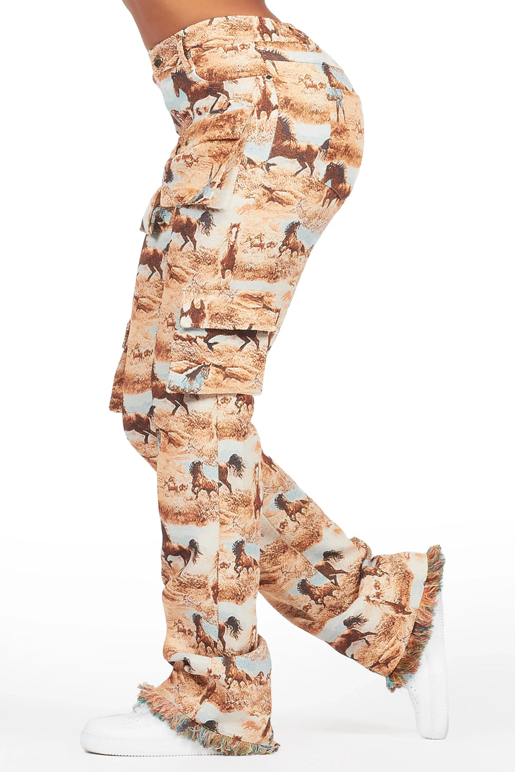 Denea Beige Cargo Tapestry Pant