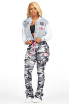 Tashara Heather Grey Varsity Jacket