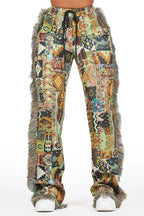 Joliet Black Tapestry Stacked Pant