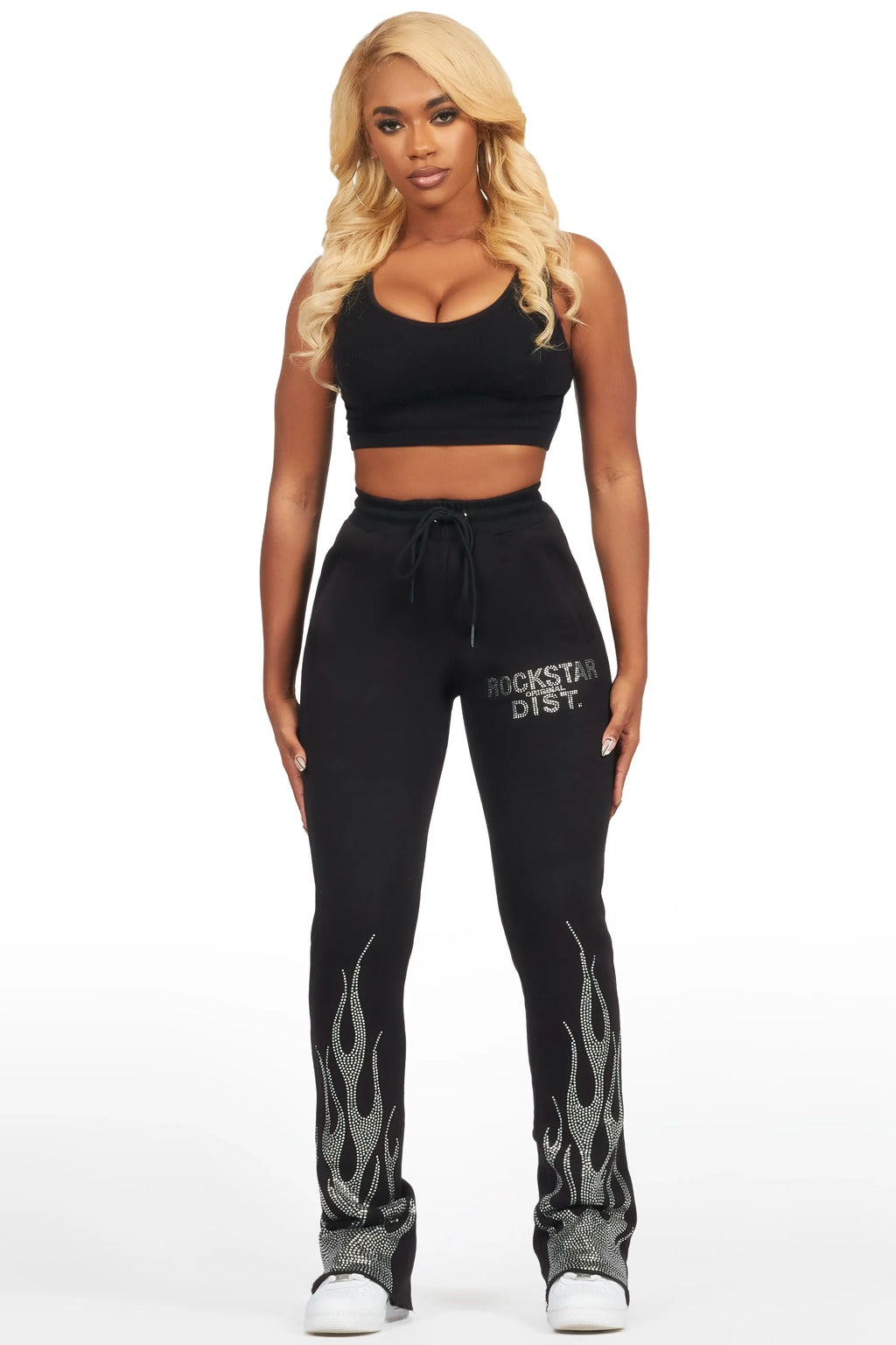 Anastesia Black Stacked Track Pant