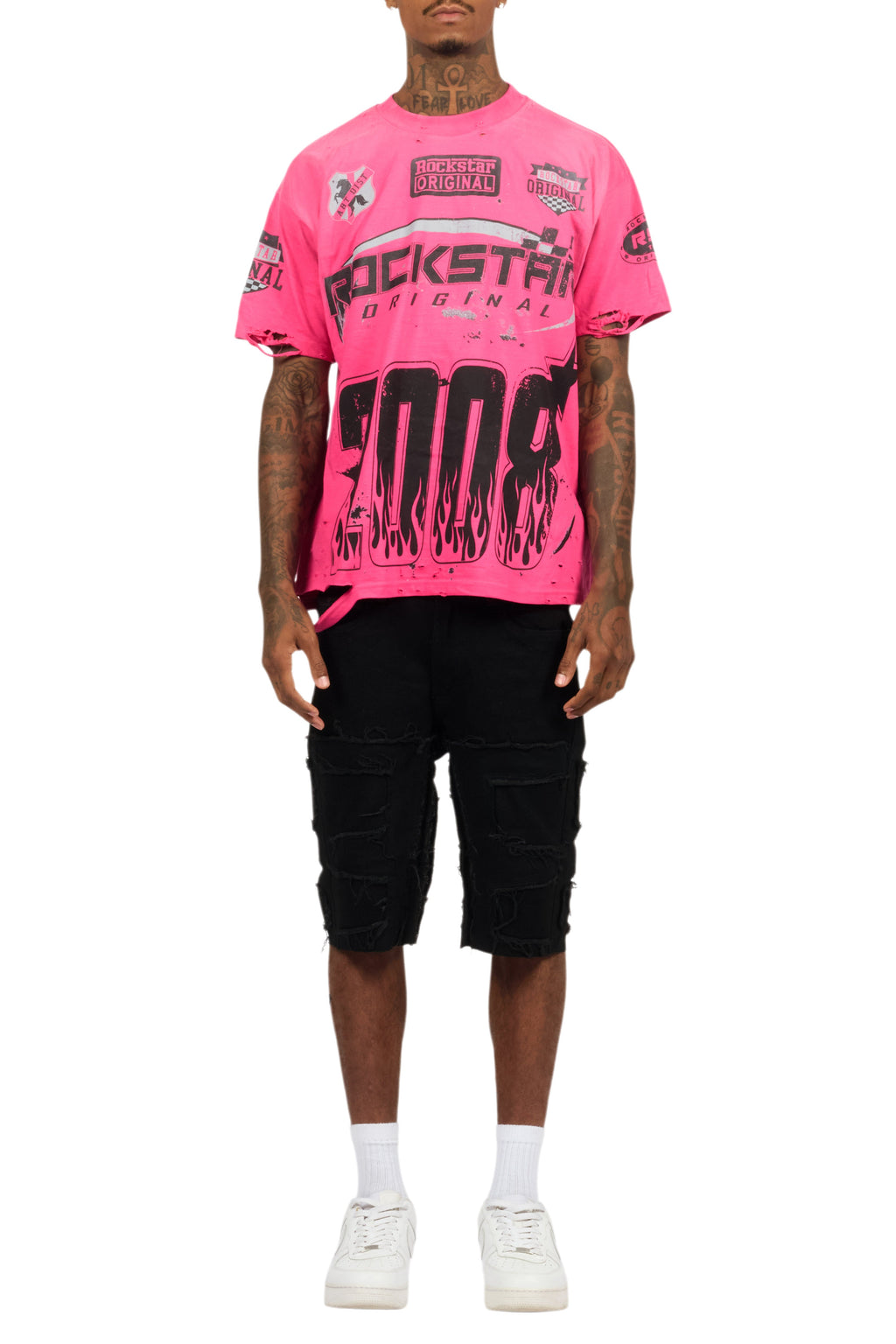 Amos Fuchsia/Black Graphic T-Shirt