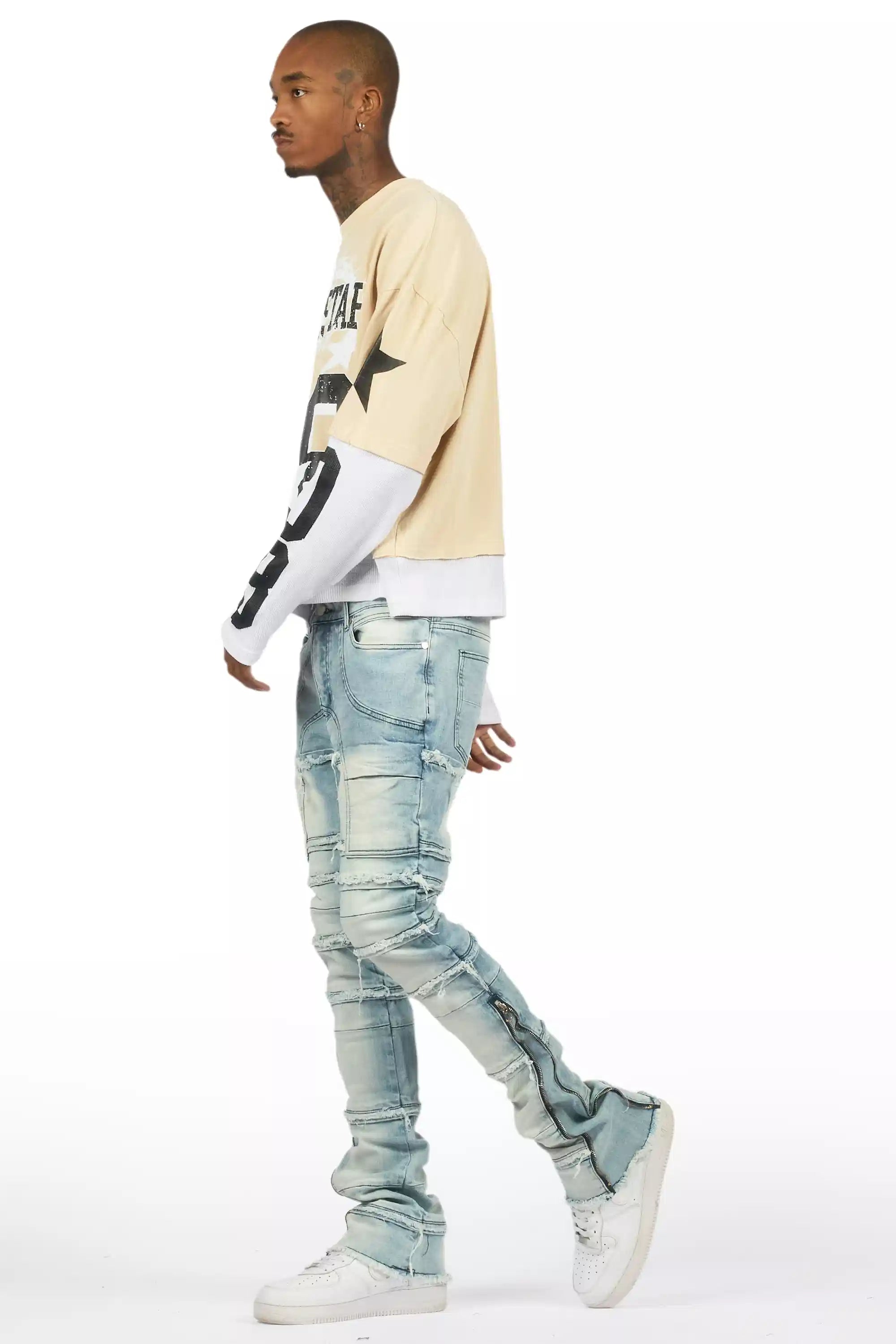 Horado Light Blue Wash Stacked Flare Jean