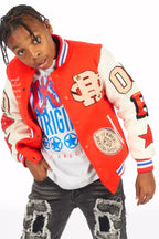 Boys Balser Orange Varsity Jacket
