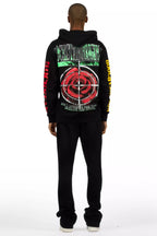 Pyrel Black/Silver Rhinestone Stacked Flare Pant