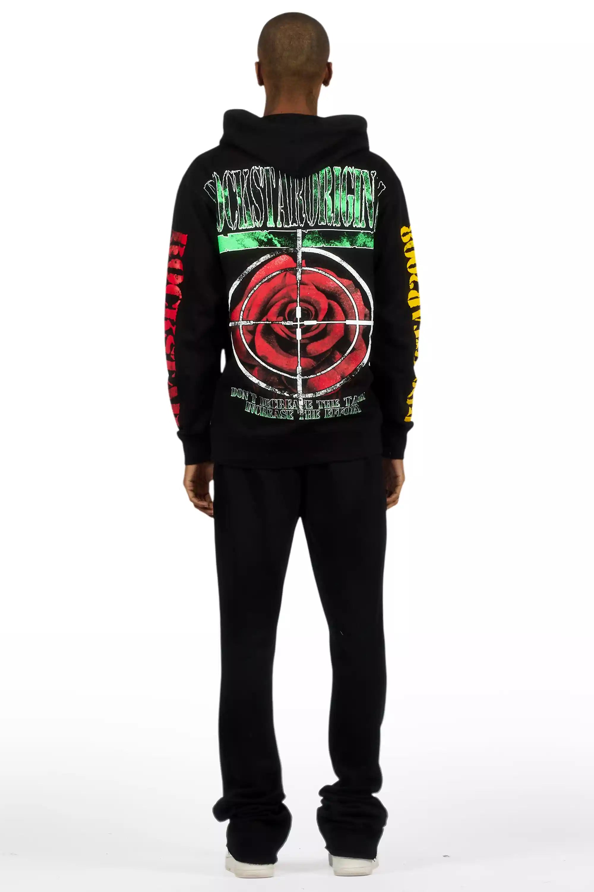 Pyrel Black/Silver Rhinestone Stacked Flare Pant