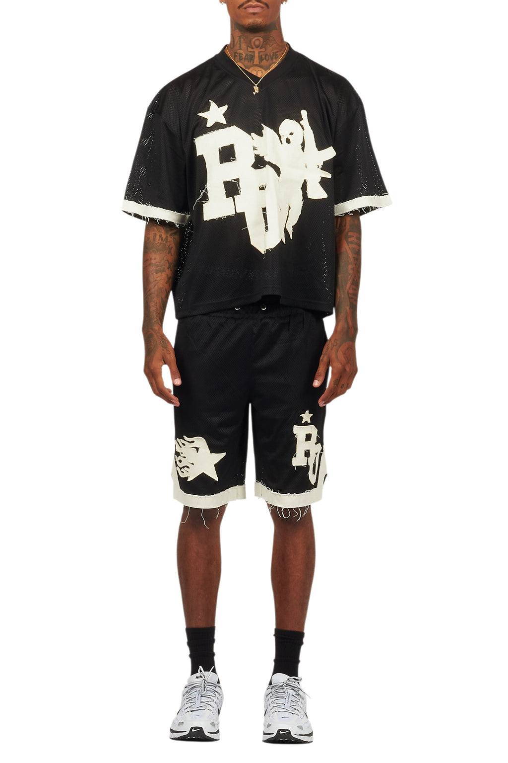 Pluton Black Mesh T-Shirt/Short Set