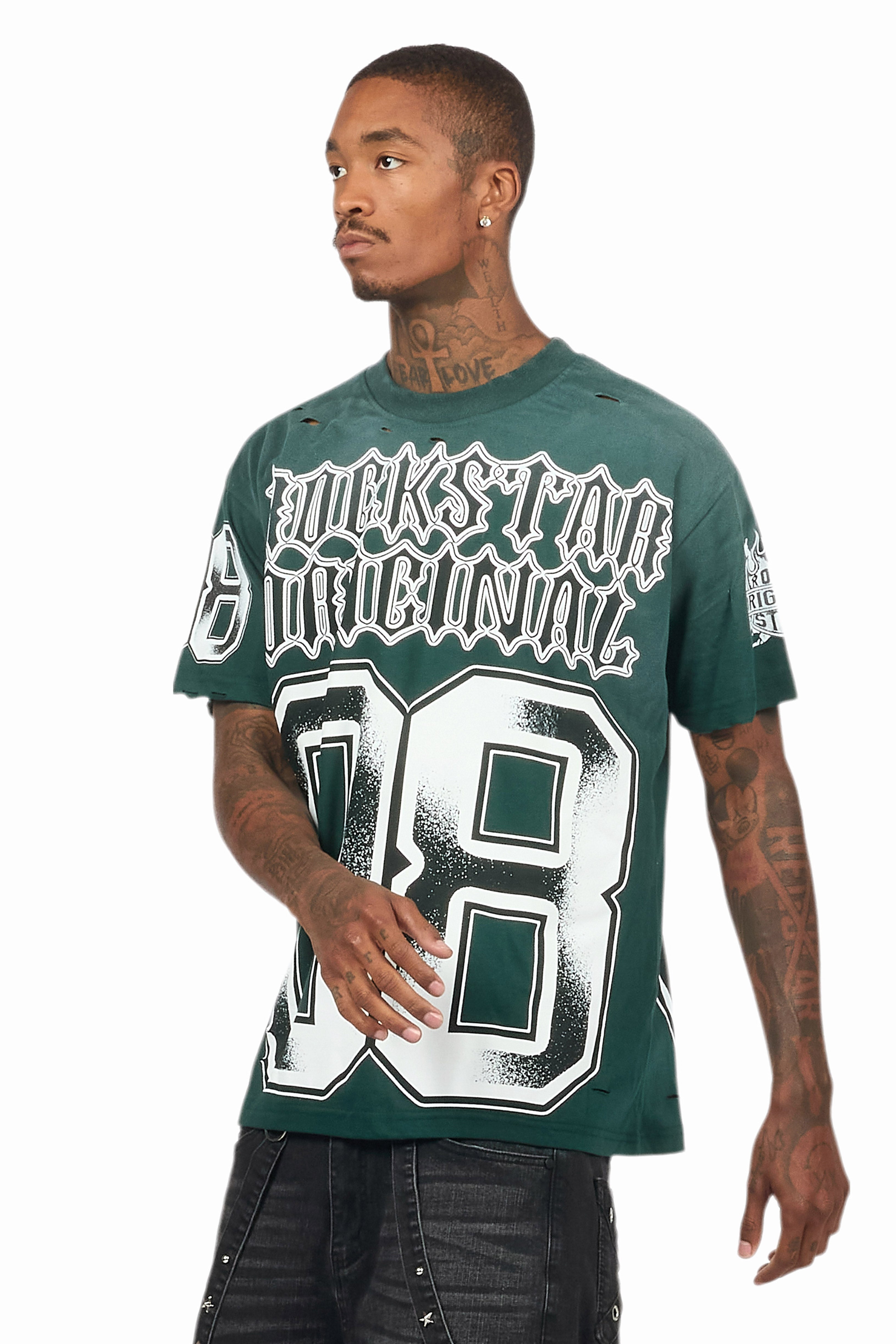 Alim Dark Green Oversized Graphic T-Shirt